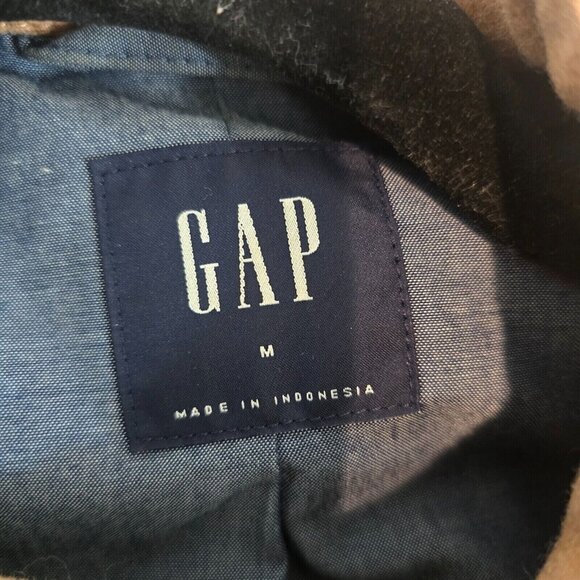 Gap Moto Jacket Quilted Women Medium Wool Blend Zip Brown Pockets Fall - Picture 9 of 11